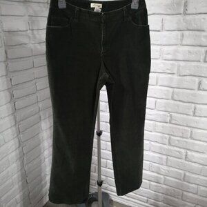 St Johns Bay Stretch Ladies Size 12 Olive Green Straight Legs Corduroy Pants